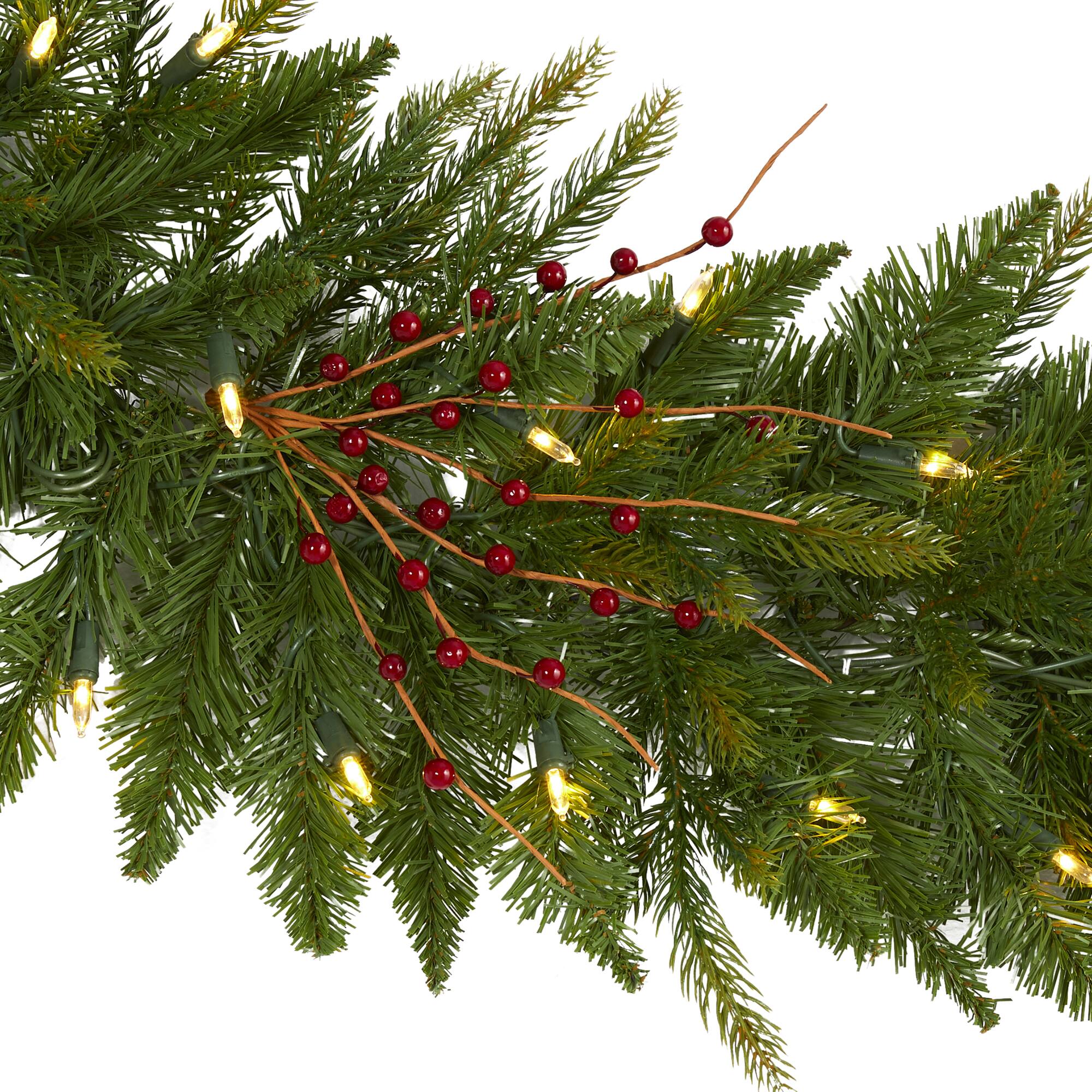 6ft. LED Christmas Pine & Berries Garland
